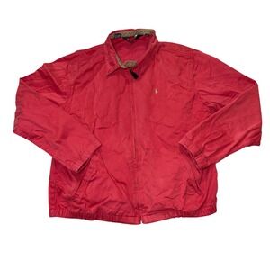Vtg 90s Polo Ralph Lauren Red Cotton Harrington Jacket Mens Large Full Zip Pony